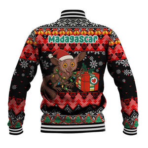 Madagascar Christmas Baseball Jacket Aye Aye Lemur Santa Hat Holiday Lights - African Pride