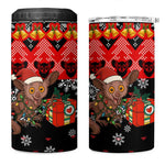 Madagascar Christmas 4 in 1 Can Cooler Tumbler Aye Aye Lemur Santa Hat Holiday Lights - African Pride