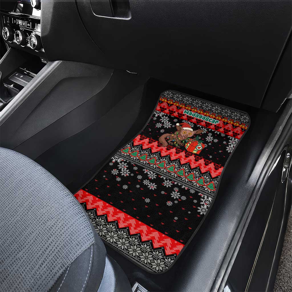 Madagascar Christmas Car Mats Aye Aye Lemur Santa Hat Holiday Lights - African Pride
