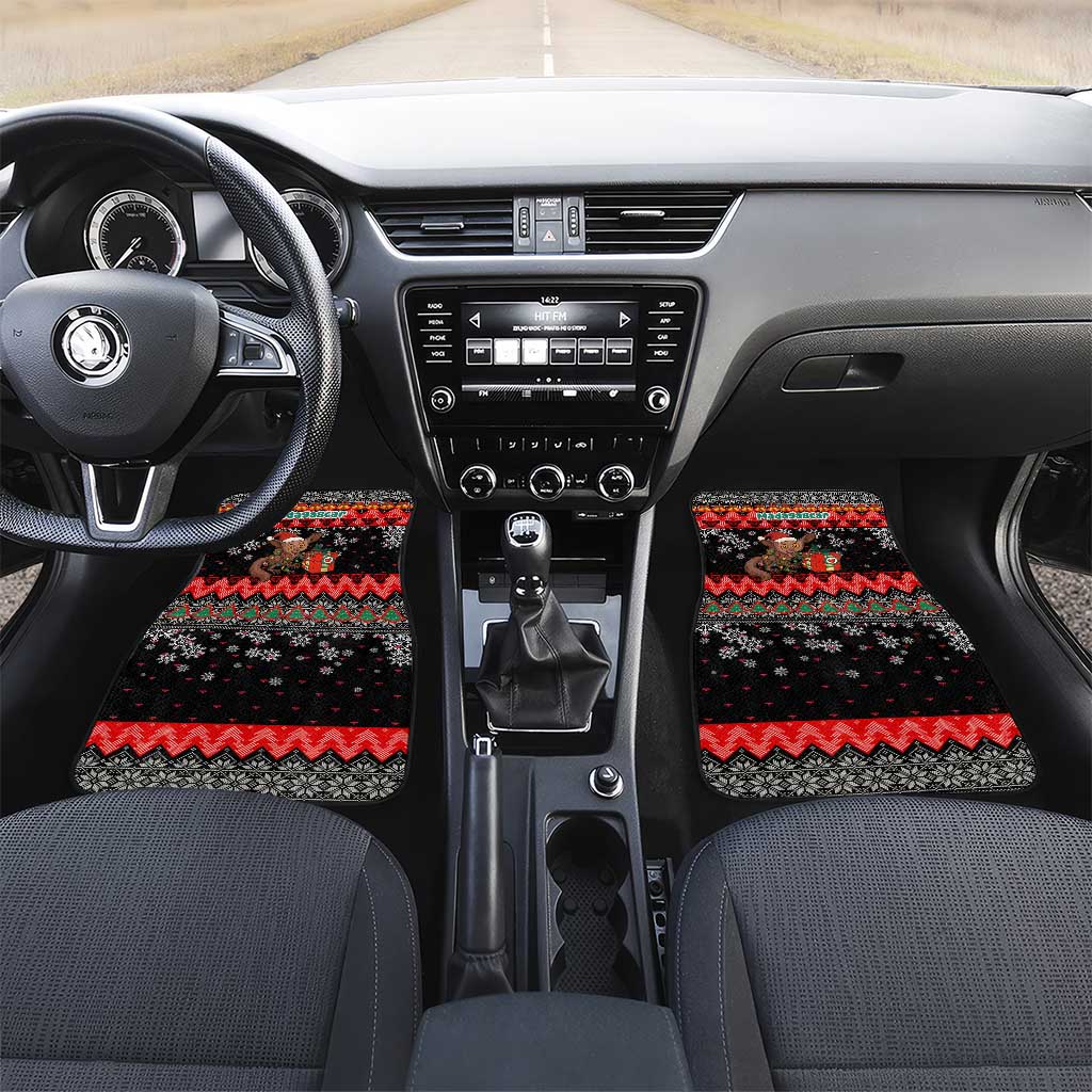 Madagascar Christmas Car Mats Aye Aye Lemur Santa Hat Holiday Lights - African Pride