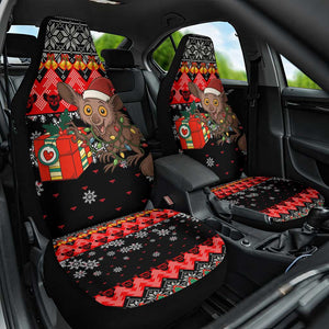 Madagascar Christmas Car Seat Cover Aye Aye Lemur Santa Hat Holiday Lights - African Pride
