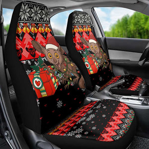Madagascar Christmas Car Seat Cover Aye Aye Lemur Santa Hat Holiday Lights - African Pride
