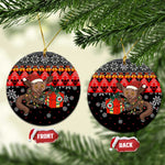 Madagascar Christmas Ceramic Ornament Aye Aye Lemur Santa Hat Holiday Lights - African Pride