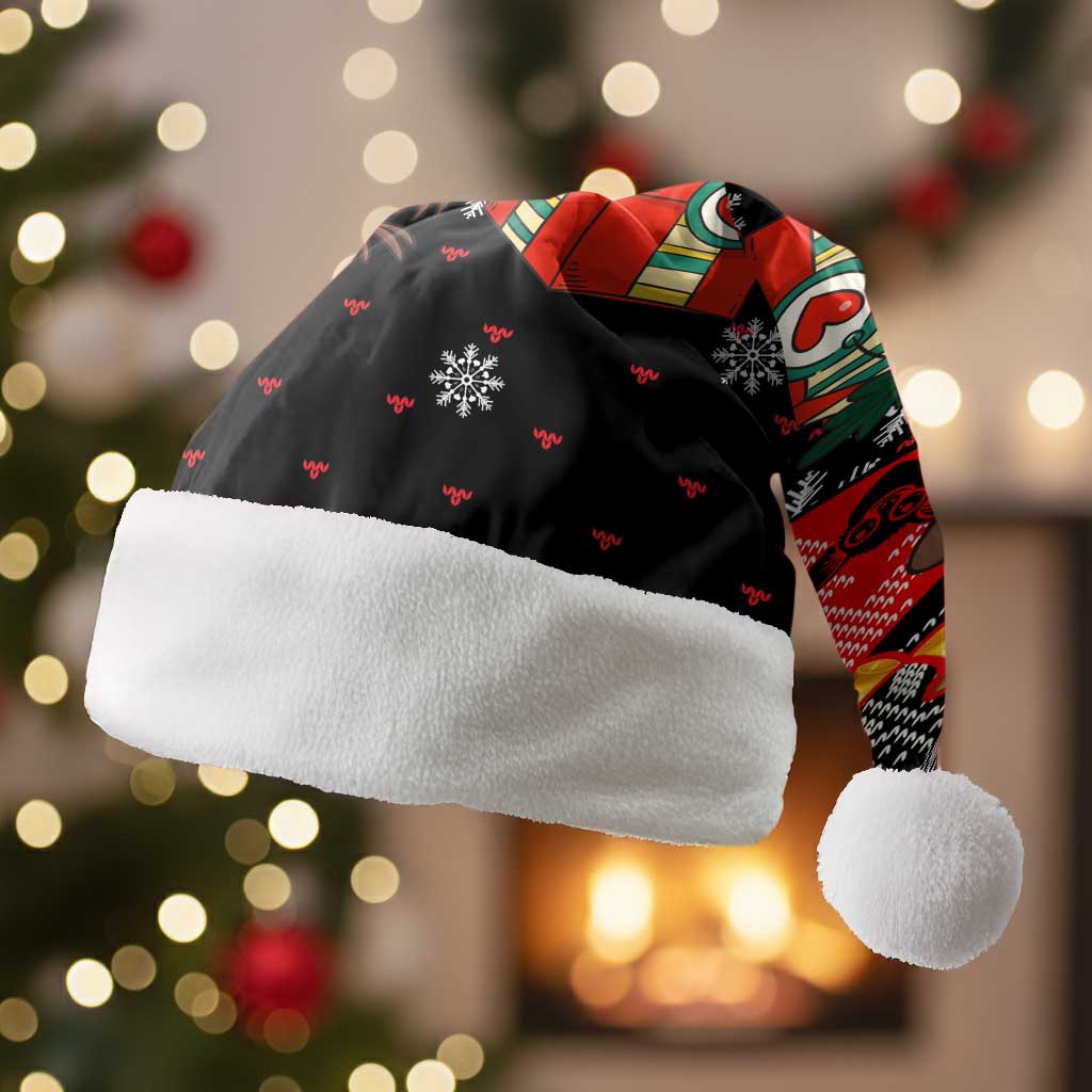 Madagascar Christmas Santa Hat Aye Aye Lemur Santa Hat Holiday Lights - African Pride