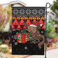 Madagascar Christmas Garden Flag Aye Aye Lemur Santa Hat Holiday Lights - African Pride