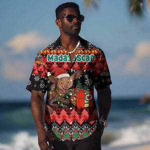Madagascar Christmas Hawaiian Shirt Aye Aye Lemur Santa Hat Holiday Lights - African Pride