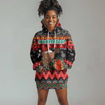 Madagascar Christmas Hoodie Dress Aye Aye Lemur Santa Hat Holiday Lights - African Pride