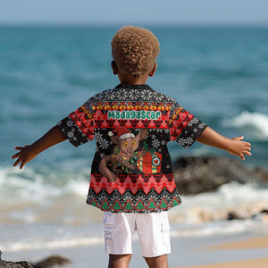 Madagascar Christmas Kid Hawaiian Shirt Aye Aye Lemur Santa Hat Holiday Lights - African Pride