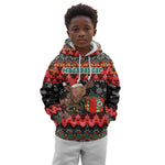 Madagascar Christmas Kid Hoodie Aye Aye Lemur Santa Hat Holiday Lights - African Pride