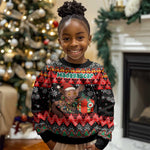 Madagascar Christmas Kid Ugly Christmas Sweater Aye Aye Lemur Santa Hat Holiday Lights - African Pride