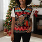 Madagascar Christmas Knitted V-Neck Vest Aye Aye Lemur Santa Hat Holiday Lights - African Pride