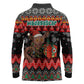 Madagascar Christmas Long Sleeve Polo Shirt Aye Aye Lemur Santa Hat Holiday Lights - African Pride