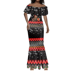 Madagascar Christmas Mermaid Dress Aye Aye Lemur Santa Hat Holiday Lights - African Pride