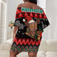 Madagascar Christmas Off Shoulder Short Dress Aye Aye Lemur Santa Hat Holiday Lights - African Pride