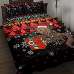 Madagascar Christmas Quilt Bed Set Aye Aye Lemur Santa Hat Holiday Lights - African Pride