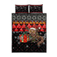 Madagascar Christmas Quilt Bed Set Aye Aye Lemur Santa Hat Holiday Lights - African Pride
