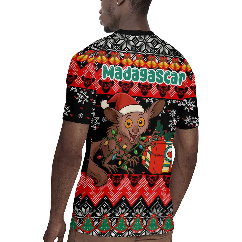 Madagascar Christmas Rugby Jersey Aye Aye Lemur Santa Hat Holiday Lights - African Pride