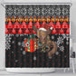 Madagascar Christmas Shower Curtain Aye Aye Lemur Santa Hat Holiday Lights - African Pride