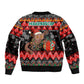 Madagascar Christmas Sleeve Zip Bomber Jacket Aye Aye Lemur Santa Hat Holiday Lights - African Pride