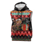 Madagascar Christmas Sleeveless Hoodie Aye Aye Lemur Santa Hat Holiday Lights - African Pride