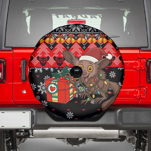 Madagascar Christmas Spare Tire Cover Aye Aye Lemur Santa Hat Holiday Lights - African Pride