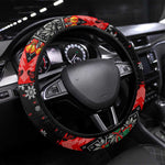 Madagascar Christmas Steering Wheel Cover Aye Aye Lemur Santa Hat Holiday Lights - African Pride
