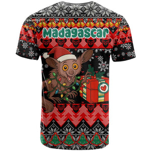 Madagascar Christmas T shirt Aye Aye Lemur Santa Hat Holiday Lights - African Pride