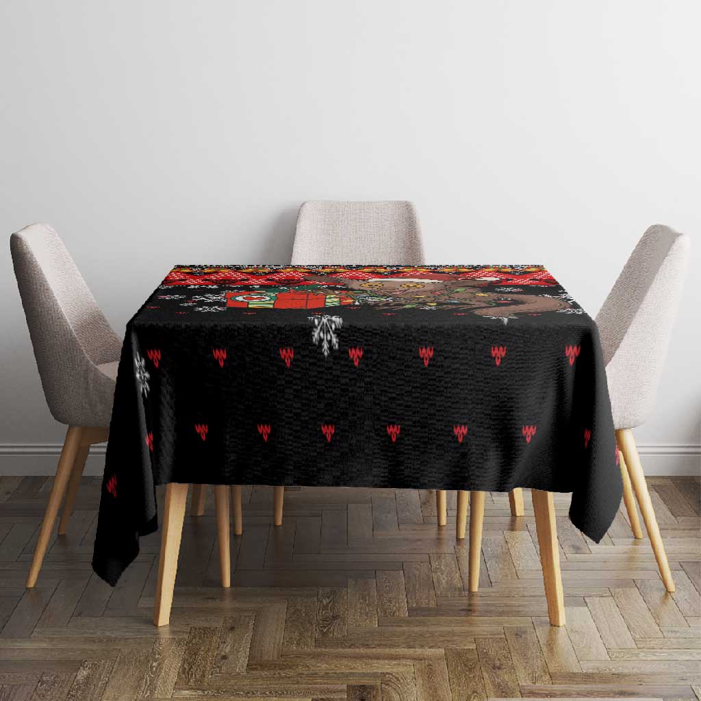 Madagascar Christmas Tablecloth Aye Aye Lemur Santa Hat Holiday Lights - African Pride