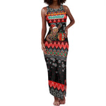 Madagascar Christmas Tank Maxi Dress Aye Aye Lemur Santa Hat Holiday Lights - African Pride