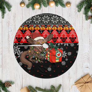 Madagascar Christmas Tree Skirt Aye Aye Lemur Santa Hat Holiday Lights - African Pride