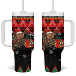 Madagascar Christmas Tumbler With Handle Aye Aye Lemur Santa Hat Holiday Lights - African Pride