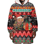 Madagascar Christmas Wearable Blanket Hoodie Aye Aye Lemur Santa Hat Holiday Lights - African Pride