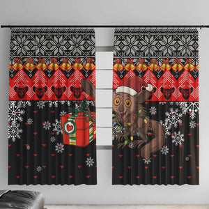 Madagascar Christmas Window Curtain Aye Aye Lemur Santa Hat Holiday Lights - African Pride