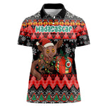 Madagascar Christmas Women Polo Shirt Aye Aye Lemur Santa Hat Holiday Lights - African Pride
