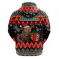Madagascar Christmas Zip Hoodie Aye Aye Lemur Santa Hat Holiday Lights - African Pride
