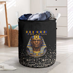 Taharqa Laundry Basket with Black Pharaoh Portrait, 25th Dynasty of Egypt Text and Nubian-Inspired - African Pride