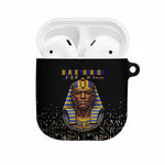 Taharqa AirPods Case with Black Pharaoh Portrait, 25th Dynasty of Egypt Text and Nubian-Inspired - African Pride