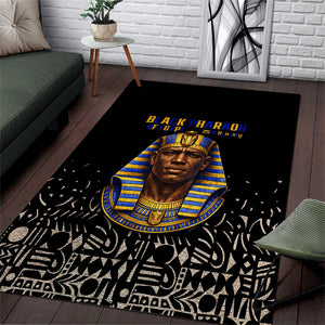 Taharqa Area Rug with Black Pharaoh Portrait, 25th Dynasty of Egypt Text and Nubian-Inspired - African Pride