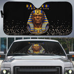 Taharqa Auto Sun Shade with Black Pharaoh Portrait, 25th Dynasty of Egypt Text and Nubian-Inspired - African Pride