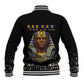Taharqa Baseball Jacket with Black Pharaoh Portrait, 25th Dynasty of Egypt Text and Nubian-Inspired - African Pride