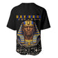 Taharqa Baseball Jersey with Black Pharaoh Portrait, 25th Dynasty of Egypt Text and Nubian-Inspired - African Pride