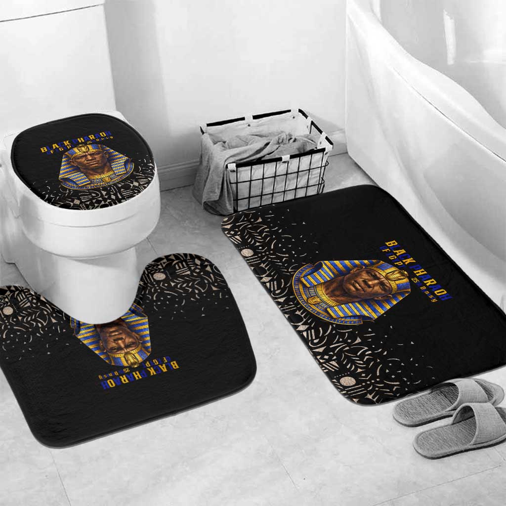 Taharqa Bathroom Set with Black Pharaoh Portrait, 25th Dynasty of Egypt Text and Nubian-Inspired - African Pride
