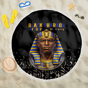 Taharqa Beach Blanket with Black Pharaoh Portrait, 25th Dynasty of Egypt Text and Nubian-Inspired - African Pride