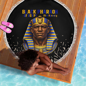 Taharqa Beach Blanket with Black Pharaoh Portrait, 25th Dynasty of Egypt Text and Nubian-Inspired - African Pride