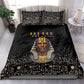 Taharqa Bedding Set with Black Pharaoh Portrait, 25th Dynasty of Egypt Text and Nubian-Inspired - African Pride