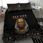 Taharqa Bedding Set with Black Pharaoh Portrait, 25th Dynasty of Egypt Text and Nubian-Inspired - African Pride
