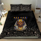 Taharqa Bedding Set with Black Pharaoh Portrait, 25th Dynasty of Egypt Text and Nubian-Inspired - African Pride