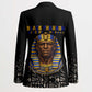 Taharqa Blazer with Black Pharaoh Portrait, 25th Dynasty of Egypt Text and Nubian-Inspired - African Pride