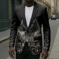 Taharqa Blazer with Black Pharaoh Portrait, 25th Dynasty of Egypt Text and Nubian-Inspired - African Pride