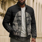 Taharqa Bomber Puffer Jacket with Black Pharaoh Portrait, 25th Dynasty of Egypt Text and Nubian-Inspired - African Pride